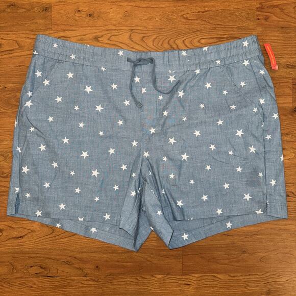 NWT Magellan Women's Shorts Americana Plus Size 1X 5” Inseam White Stars - Picture 1 of 5
